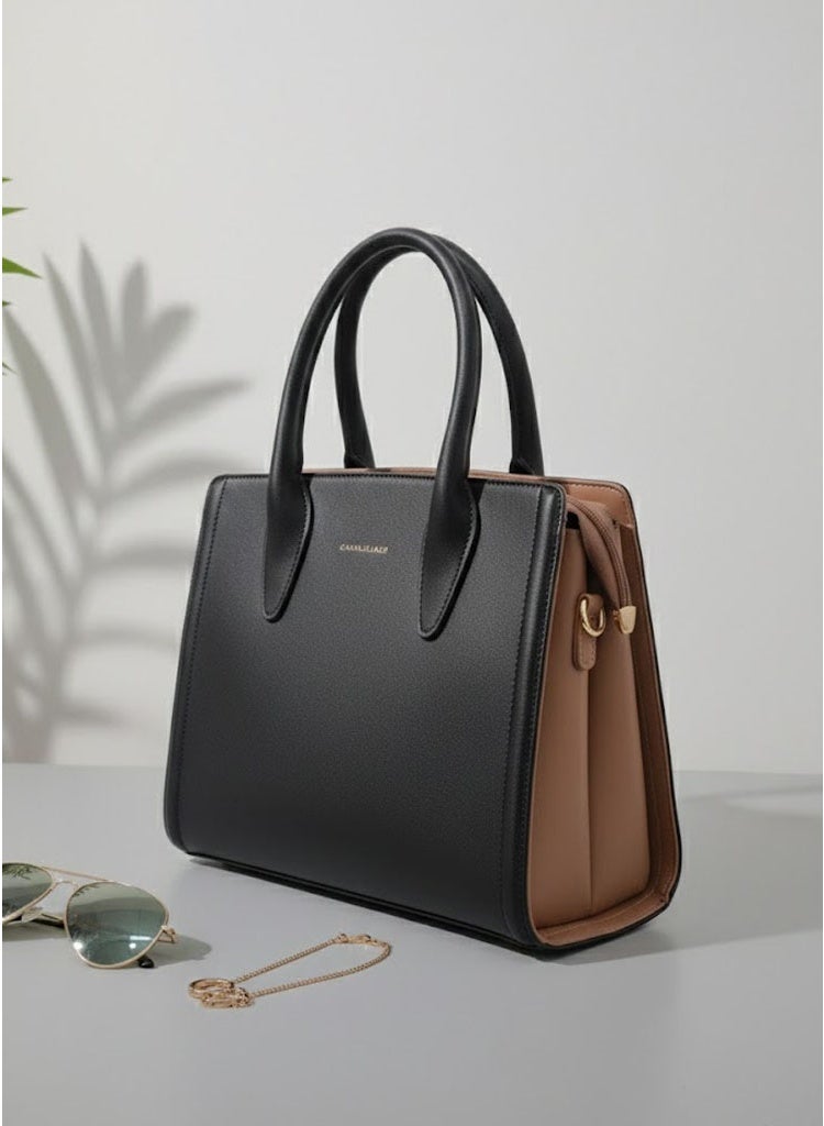 FUMES Women’s Black Satchel Handbag – Structured Design, Premium Textured Finish, Elegant Everyday Carry - Image 2